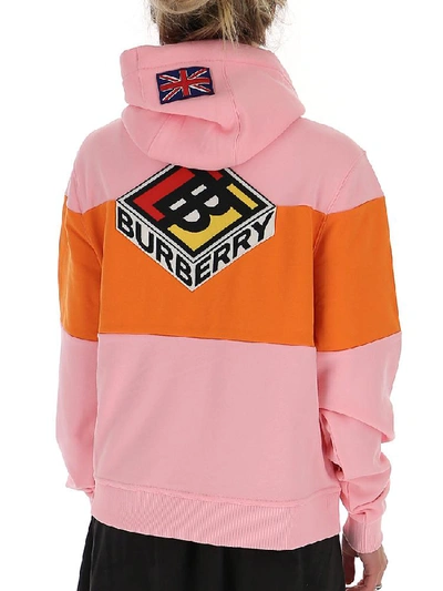 Shop Burberry Panelled Logo Patch Hoodie In Multi
