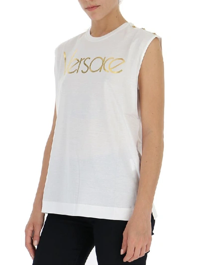 Shop Versace Logo Tank Top In White