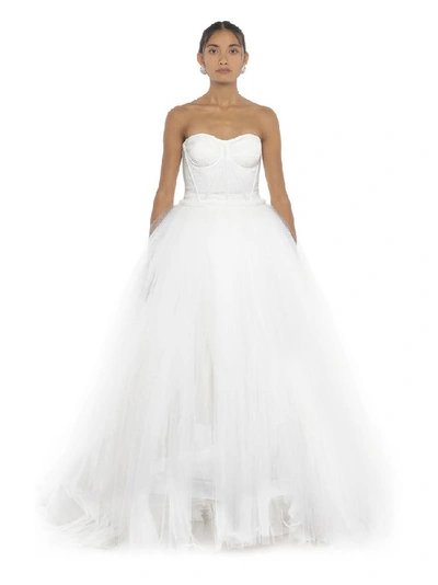 Shop Dolce & Gabbana Strapless Maxi Dress In White