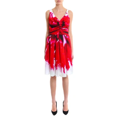 Shop Moschino Printed Dress In Red