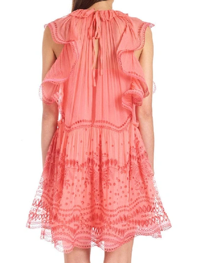 Shop Alberta Ferretti Frill Detail Mini Dress In Pink