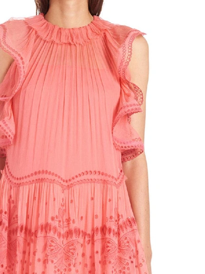 Shop Alberta Ferretti Frill Detail Mini Dress In Pink