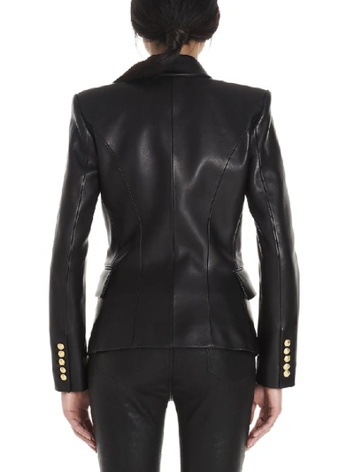 Shop Balmain Double Breasted Fitted Blazer In Black