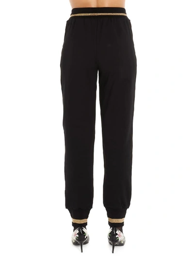 Shop Dolce & Gabbana Floral Embroidered Track Trousers In Black