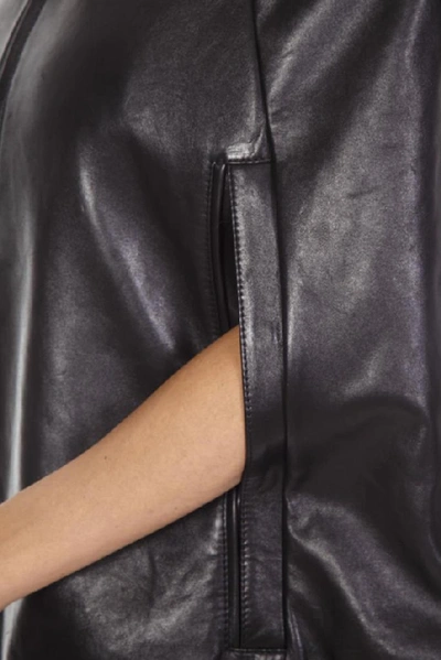 Shop Saint Laurent Leather Mantle Jacket In Black