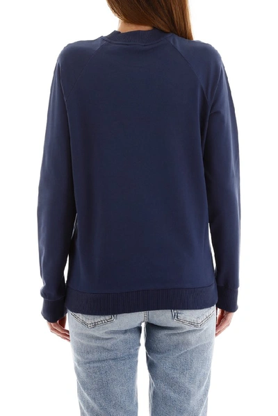 Shop Balmain Medallion Logo Print Sweatshirt In Navy