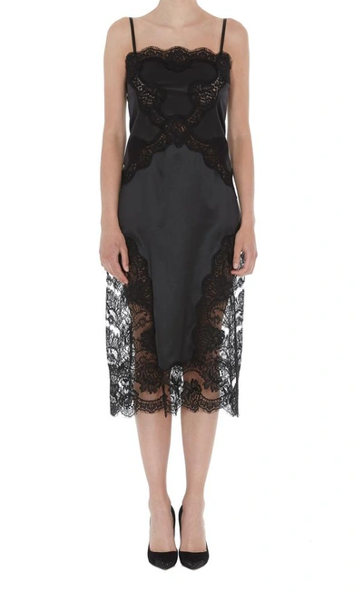 Shop Dolce & Gabbana Lace Detail Slip Dress In Black