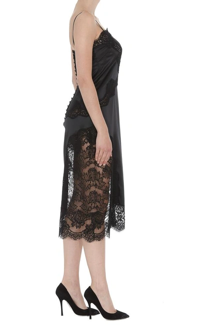 Shop Dolce & Gabbana Lace Detail Slip Dress In Black