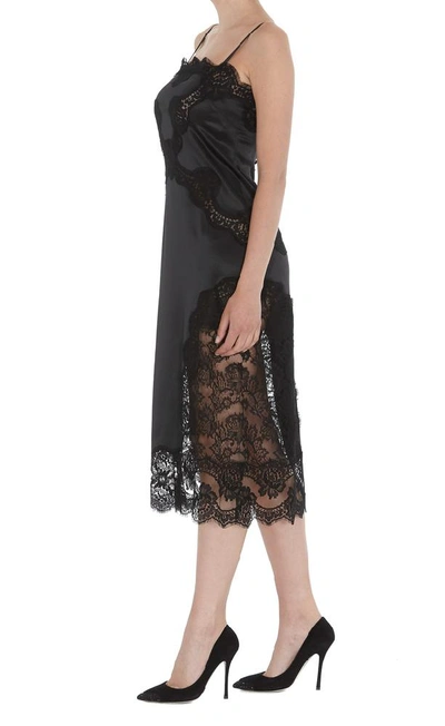 Shop Dolce & Gabbana Lace Detail Slip Dress In Black