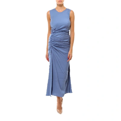 Shop Theory Sleeveless Draped Midi Dress In Blue