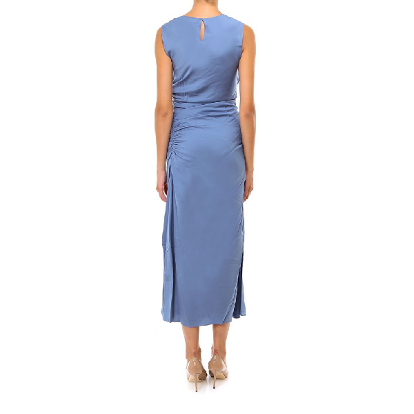 Theory Sleeveless Draped Midi Dress In Blue | ModeSens