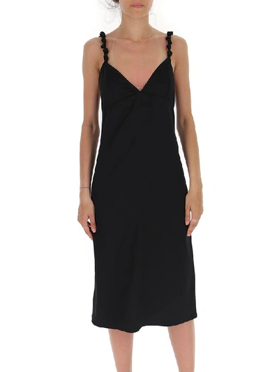 Shop Bottega Veneta Knotted Straps Midi Dress In Black