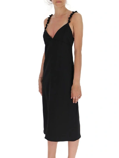 Shop Bottega Veneta Knotted Straps Midi Dress In Black