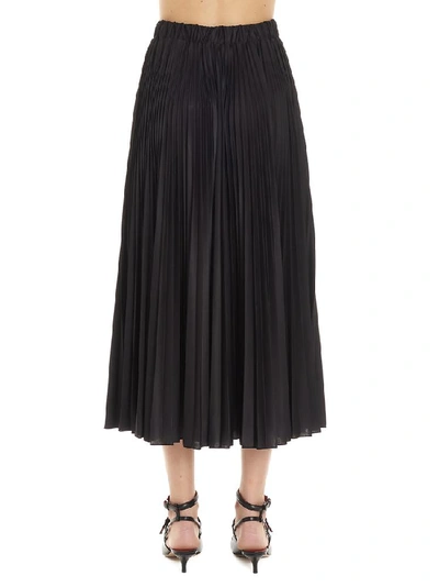 Shop Valentino Pleated Lovers Print Skirt In Black