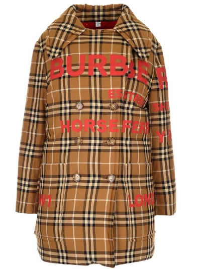 Shop Burberry Double Breasted Horseferry Printed Coat In Multi