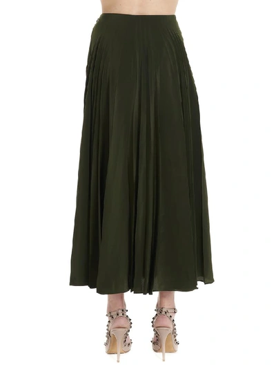 Shop Valentino X Undercover Graphic Printed Pleated Skirt In Green
