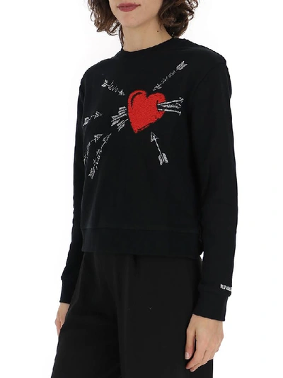 Shop Red Valentino Heart Motif Embroidered Sweater In Black