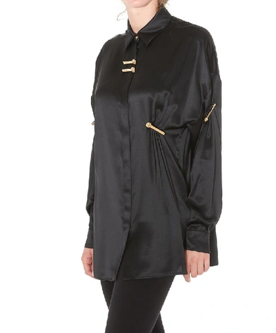 Shop Versace Clip Detail Shirt In Black