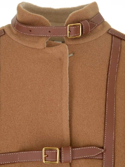 Shop Burberry Harness Detail Cape In Beige