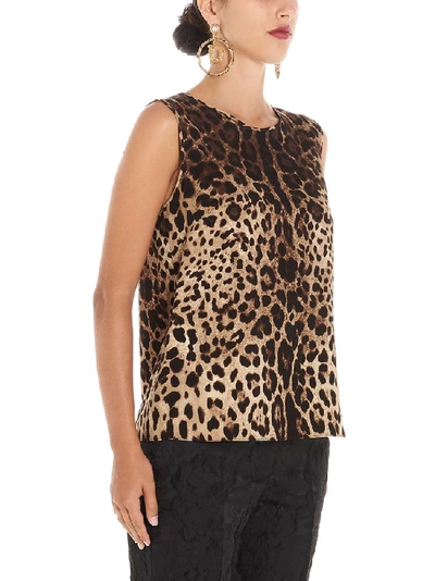 Shop Dolce & Gabbana Sleeveless Animalier Print Top In Multi