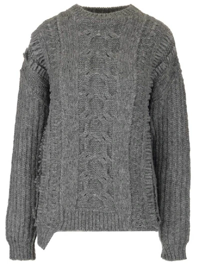 Shop Stella Mccartney Cable Knit Oversize Sweater In Grey