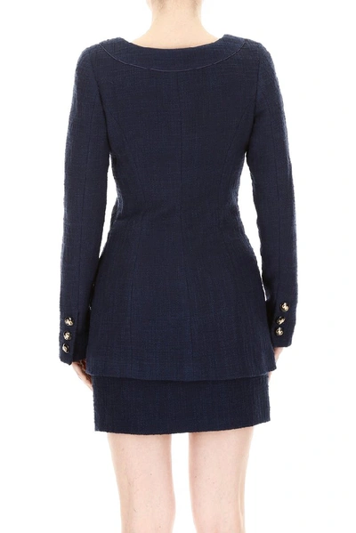 Shop Alessandra Rich Tweed Tailored Jacket In Navy