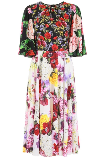 Shop Dolce & Gabbana Floral Print Midi Dress In Multi