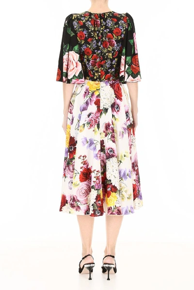 Shop Dolce & Gabbana Floral Print Midi Dress In Multi