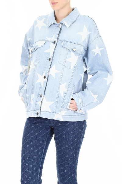 Shop Stella Mccartney Star Print Boyfriend Jacket In Blue
