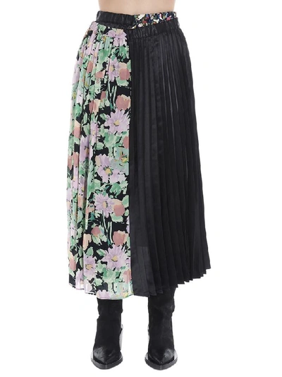 Shop Junya Watanabe Pleated Floral Patchwork Skirt In Multi