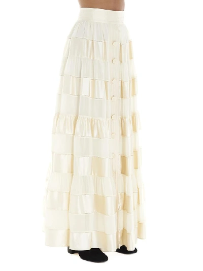 Shop Zimmermann Sabotage Ribbon Stripe Maxi Skirt In Beige