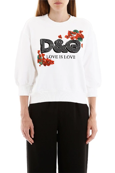 Shop Dolce & Gabbana Love Is Love Printed Sweater In White