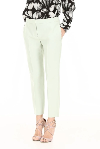 Shop Alexander Mcqueen Pleat Cropped Pants In Green