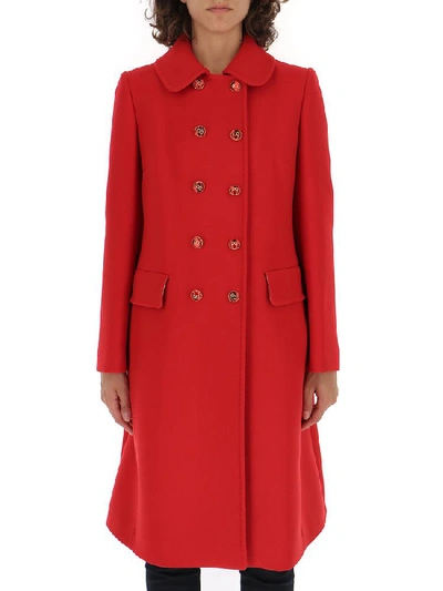 Shop Dolce & Gabbana Double Breasted Coat In Red