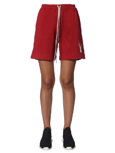 Shop Rick Owens Drkshdw Logo Drawstring Shorts In Red