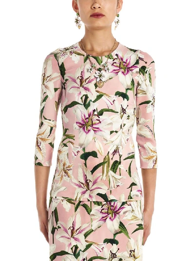 Shop Dolce & Gabbana Floral Print Cady Top In Multi