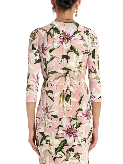 Shop Dolce & Gabbana Floral Print Cady Top In Multi