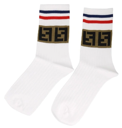 Shop Fendi Ff Logo Socks In White