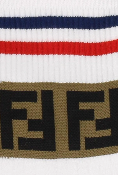 Shop Fendi Ff Logo Socks In White