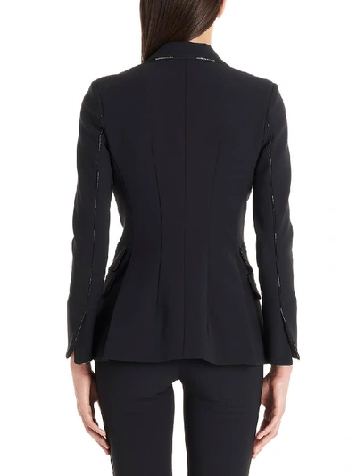 Shop Elisabetta Franchi Logo Trim Tailored Blazer In Black