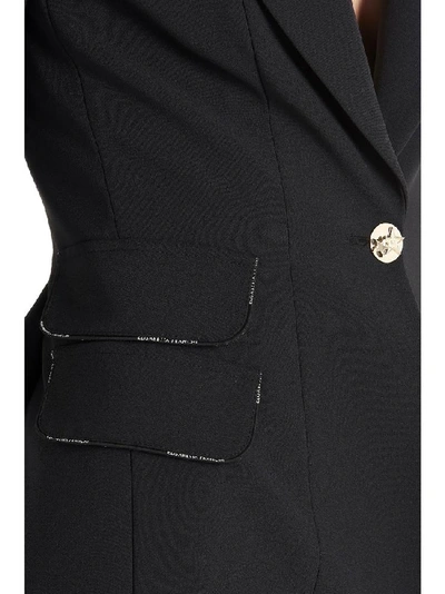 Shop Elisabetta Franchi Logo Trim Tailored Blazer In Black