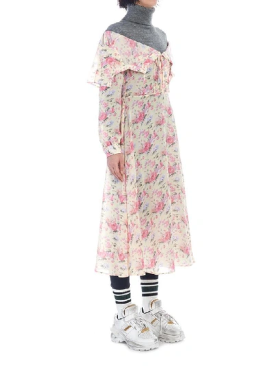 Shop Junya Watanabe Knitted Turtleneck Floral Dress In Multi