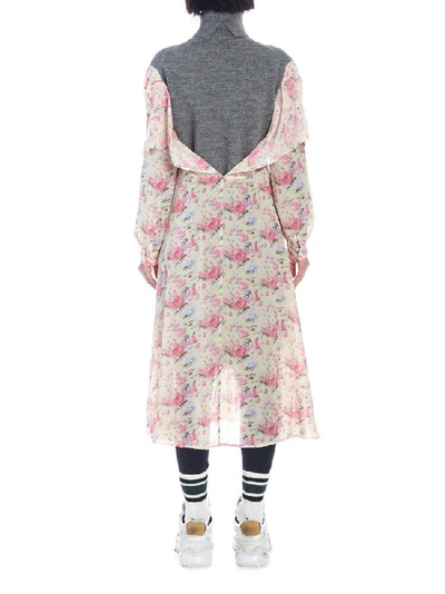 Shop Junya Watanabe Knitted Turtleneck Floral Dress In Multi
