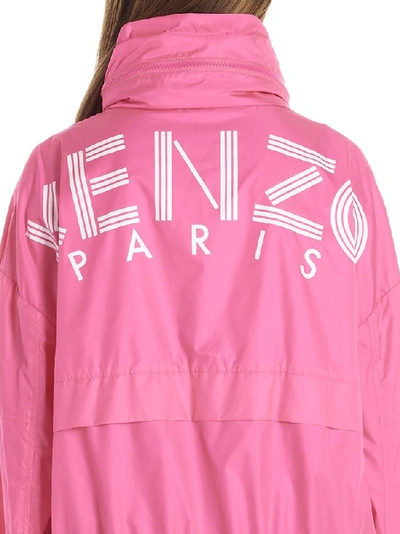 Shop Kenzo Logo Print Windbreaker In Pink