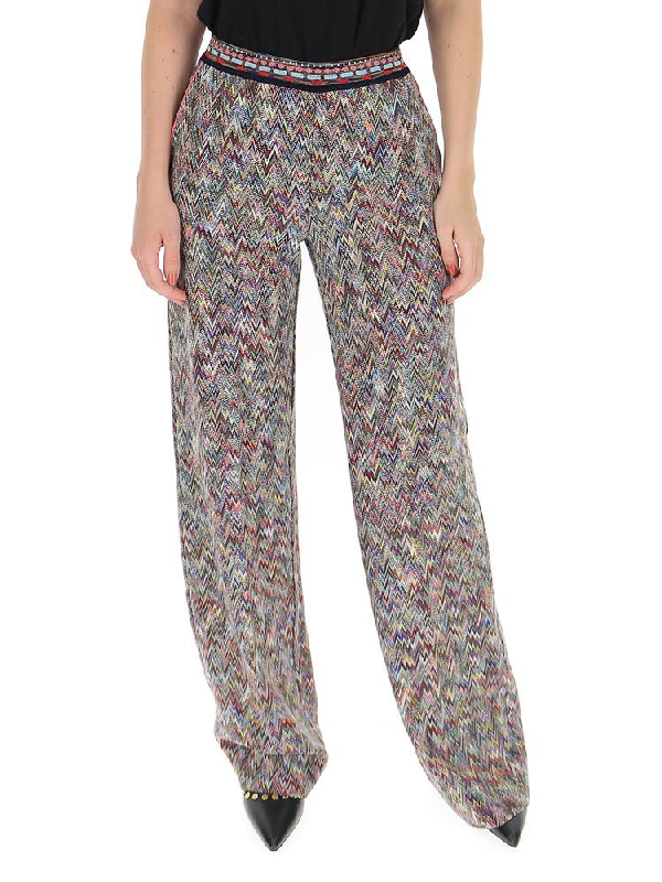 patterned flared trousers