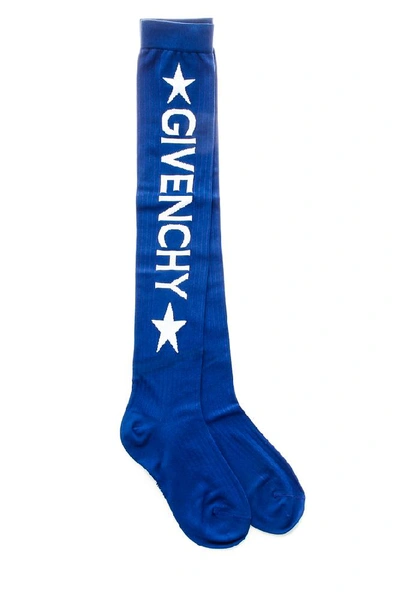 Shop Givenchy Star Logo Socks In Blue