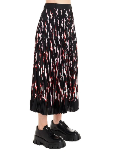 Shop Prada Printed Pleated Midi Skirt In Multi