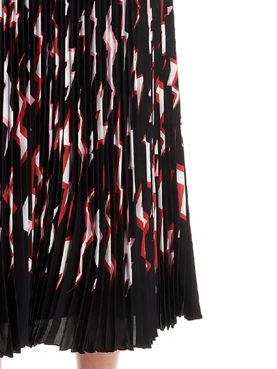 Shop Prada Printed Pleated Midi Skirt In Multi