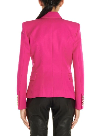 Shop Balmain Double Breasted Blazer In Pink