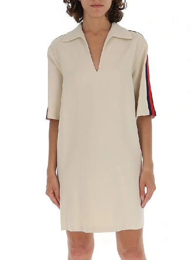 Shop Gucci Stripe Trim Oversize Shirt In Gardenia/mix